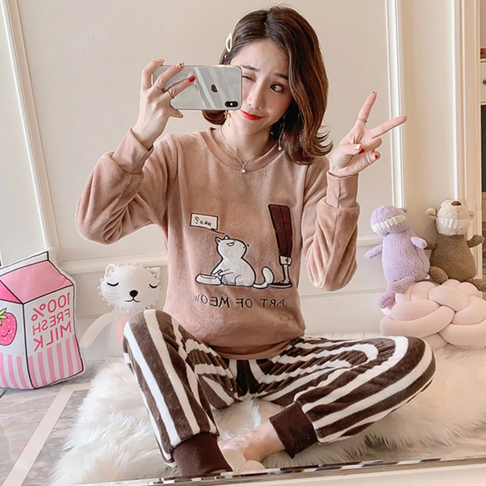 бархатная пижама женская фланелевые пижамы женские теплая велюровая зимние с