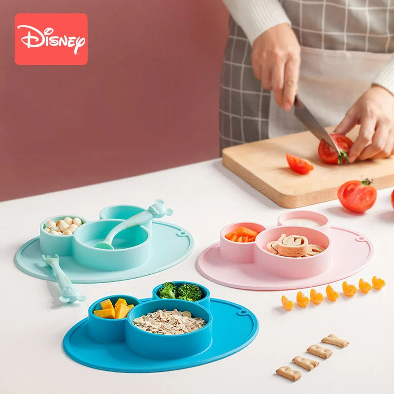 

Детская обеденная тарелка Disney, детская интегрированная силиконовая присоска, дополнительная разделительная тарелка для детского питания, ...