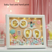 diy hand and foot print modeling clay baby footprint baby photo frame gift box color clay souvenir newborn plasticine baby gifts