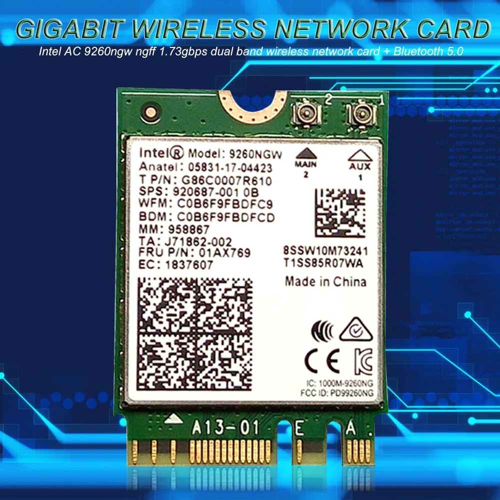 

Беспроводная сетевая Wi-Fi карта M.2 2030 Мбит/с 2,4G/5 ГГц для Intel 9260 AC 9260NGW 802.11ac 5,0, для ноутбука, настольного компьютера, Windows 10