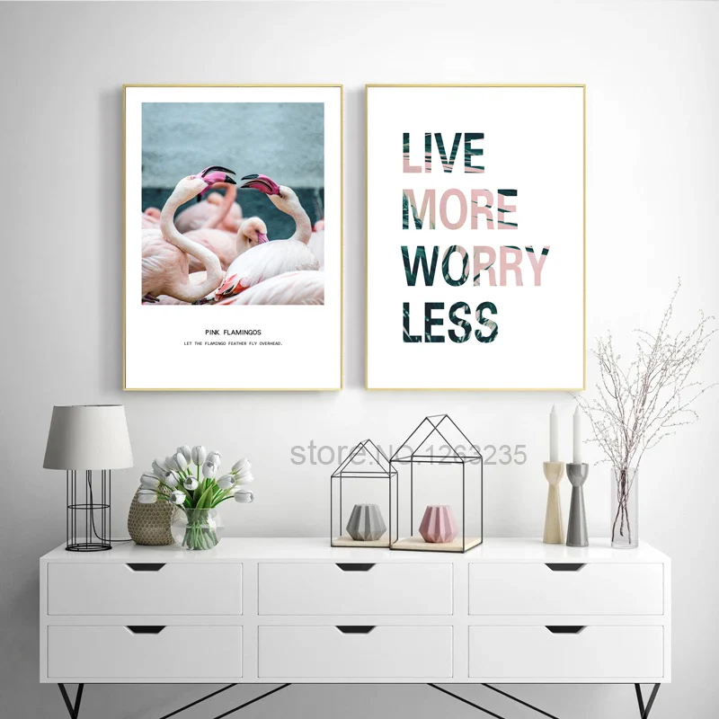Pink Flamingo Nordic Poster Prints Animal Wall Art Canvas Painting Cuadros Picture Posters Modern Gifts Home Decor Unframed | Дом и сад
