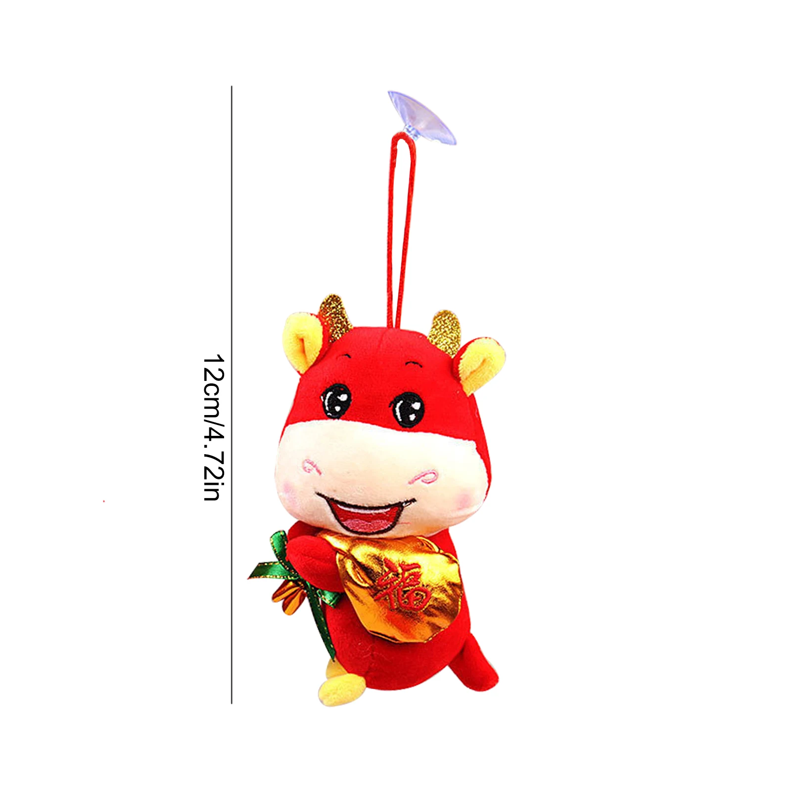 

2021 Chinese New Year Mascot Red Ox Pendant Good Luck Ornament Home Decorations Gift for Friends Childrens