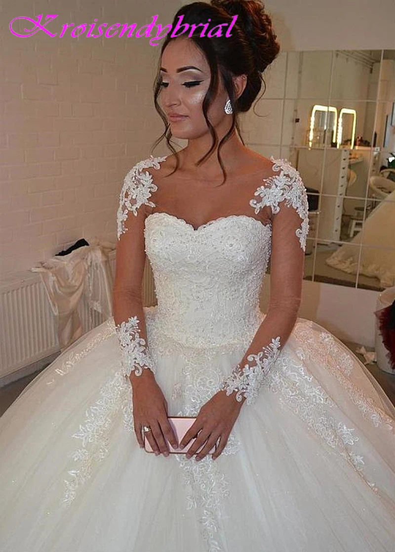 QFS031 Vestidos De Noiva изготовление на заказ свадебные платья с длинными рукавами Бальные платья robe de mariage скромное красивое платье невесты