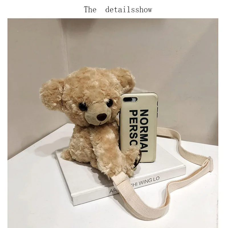 Плюшевые мини-сумки через плечо с плюшевым мишкой для женщин 2019 зимняя сумка