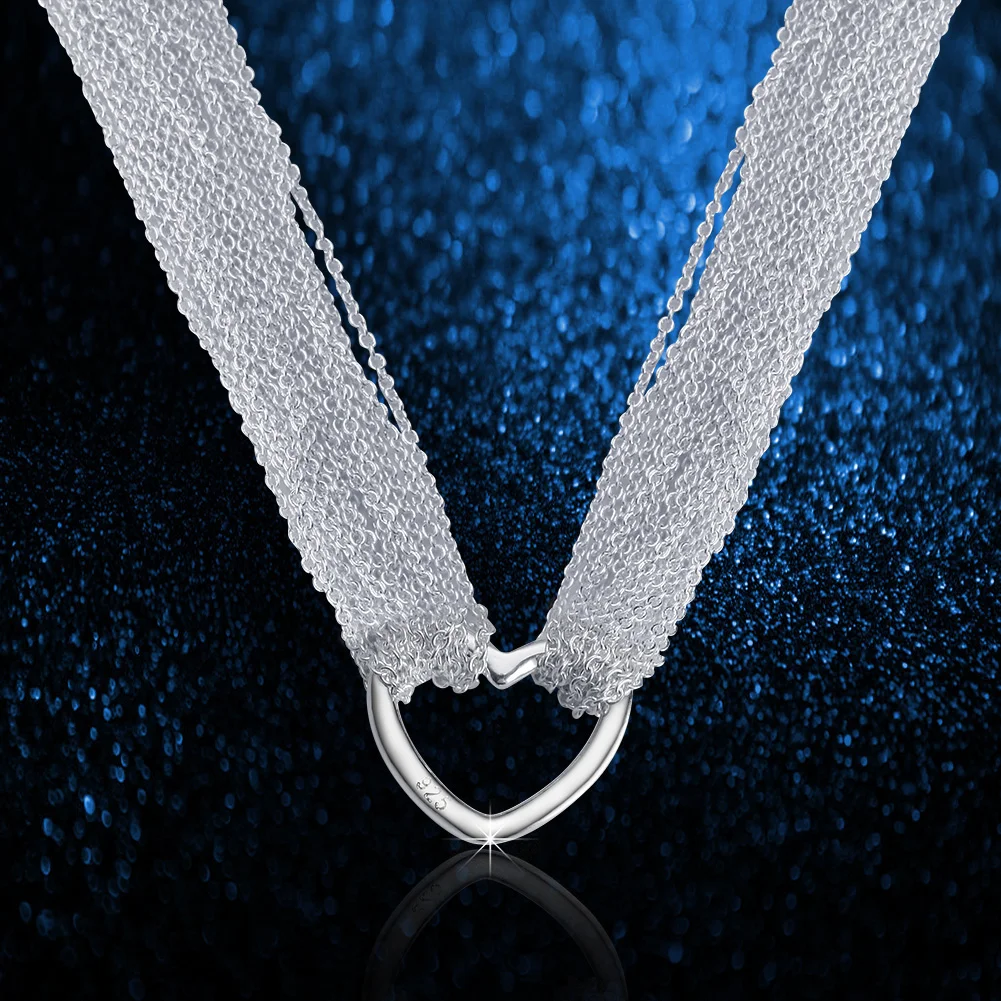 Благородное ожерелье из серебра 925 пробы с красивой кисточкой и цепочкой в форме