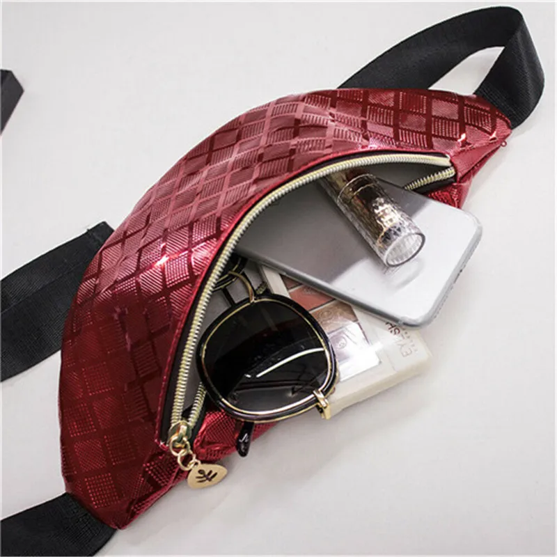 Модные женские поясные сумки из ПВХ однотонные дамские блестящие поясная сумка