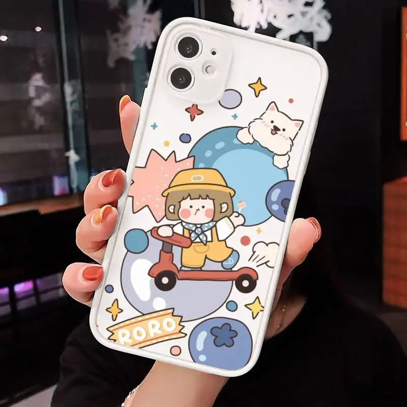 

Cute anime girl snacks Phone Case Matte Transparent for iPhone 7 8 11 12 s mini pro X XS XR MAX Plus cover funda