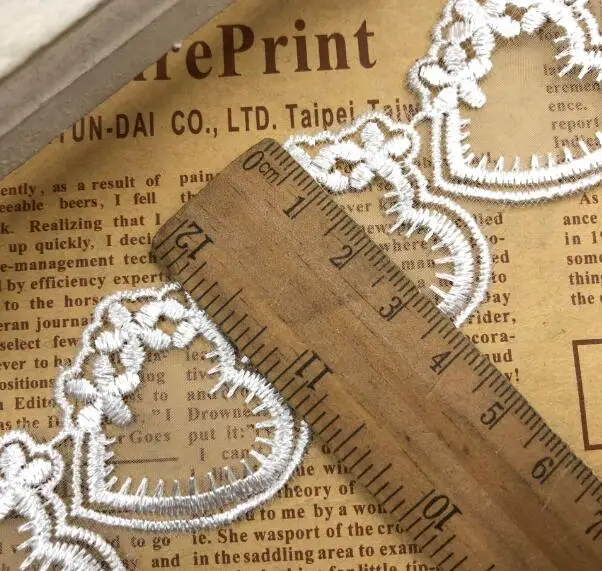 

3.5CM Wide HOT heart Organza Embroidery white lace fabric wide DIY sewing collar ribbon applique trim guipure wedding decor