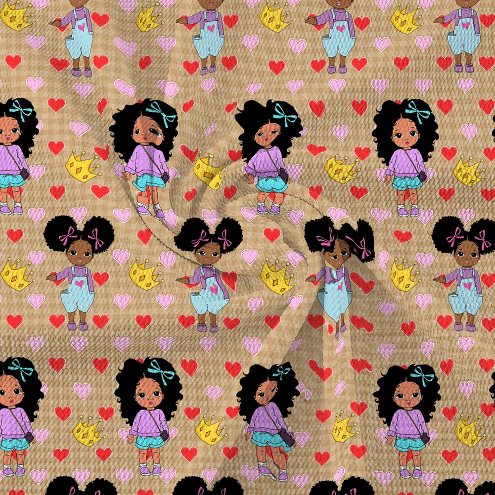 Пузырчатая ткань черного цвета с принтом для маленькой девочки полиэстер из