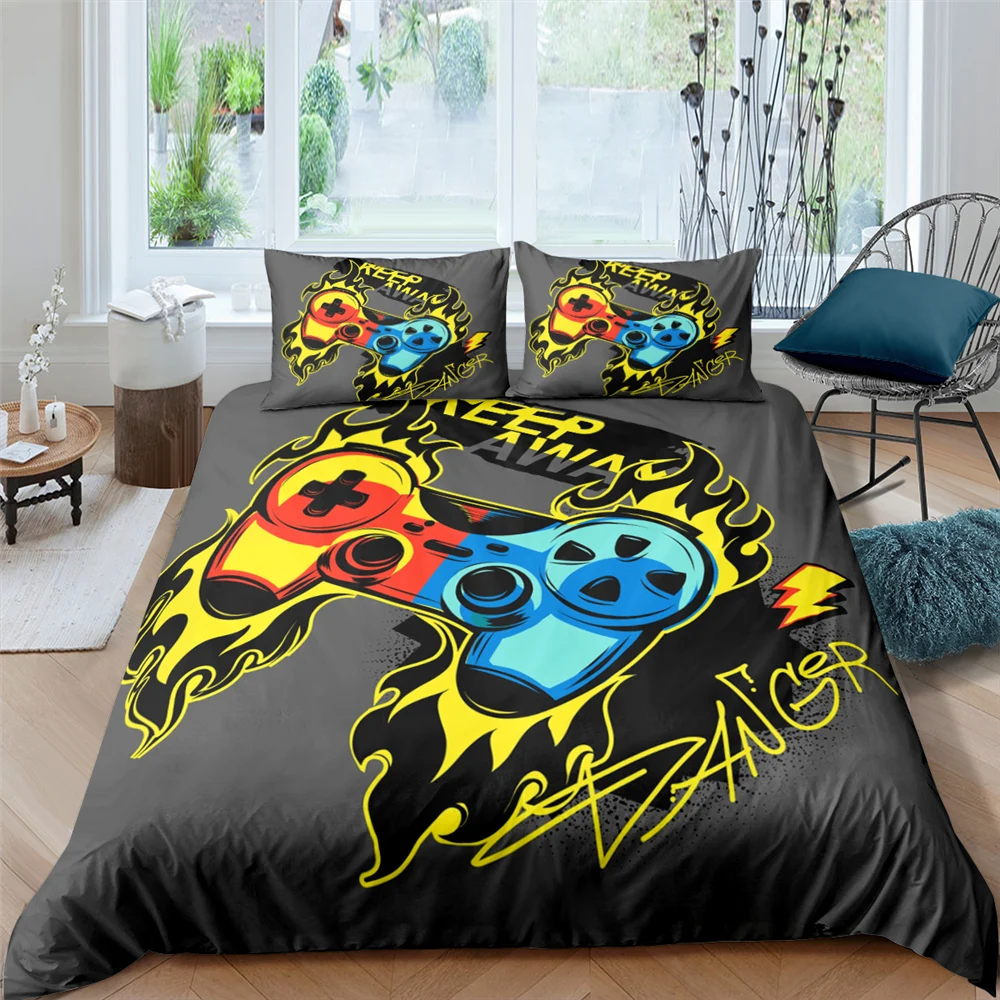 

Fashion Gamepad Bedding Set Queen Size Duvet Cover Bedding Kids Boys Girls Bed Set Game Quilt Cover Comforter Cover Bed Cover