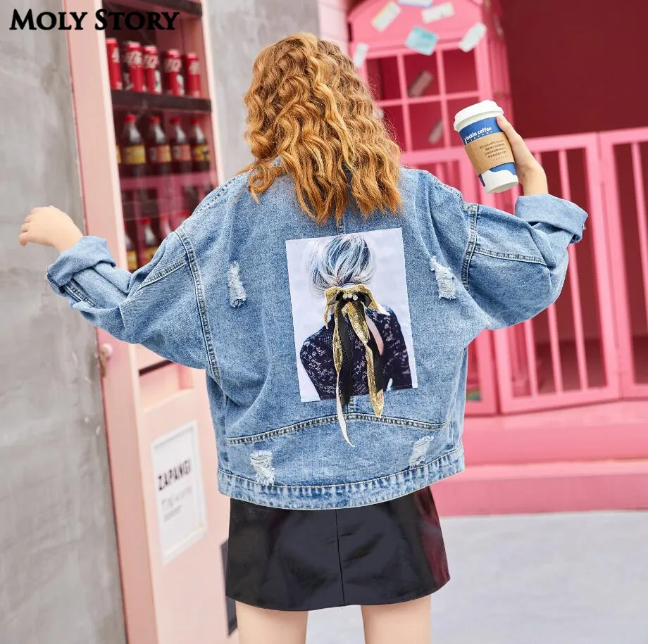

Short Cute Bow Jean Jacket Denim Jackets Women Autumn Coats