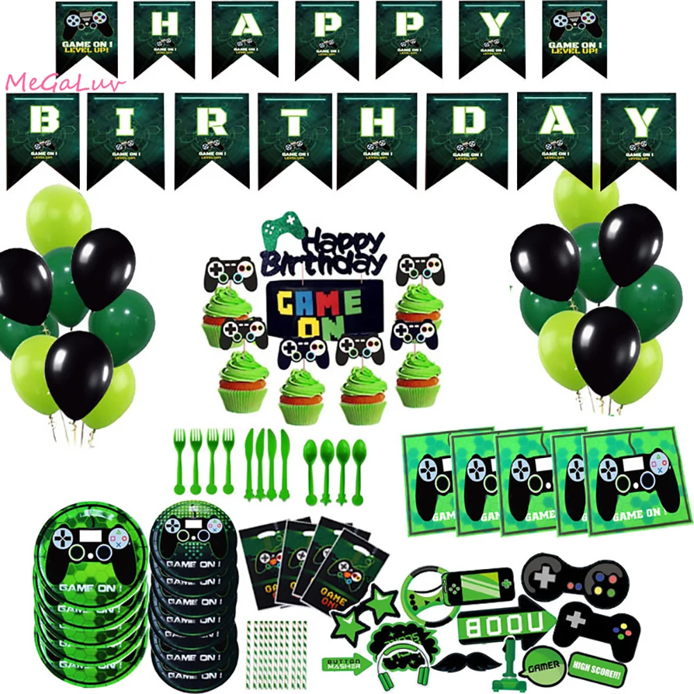

New Video Game Theme Disposable Tableware Set Paper Cup Plate Napkin Gamepad Boy Birthday Party Decoration Baby Shower Supplies