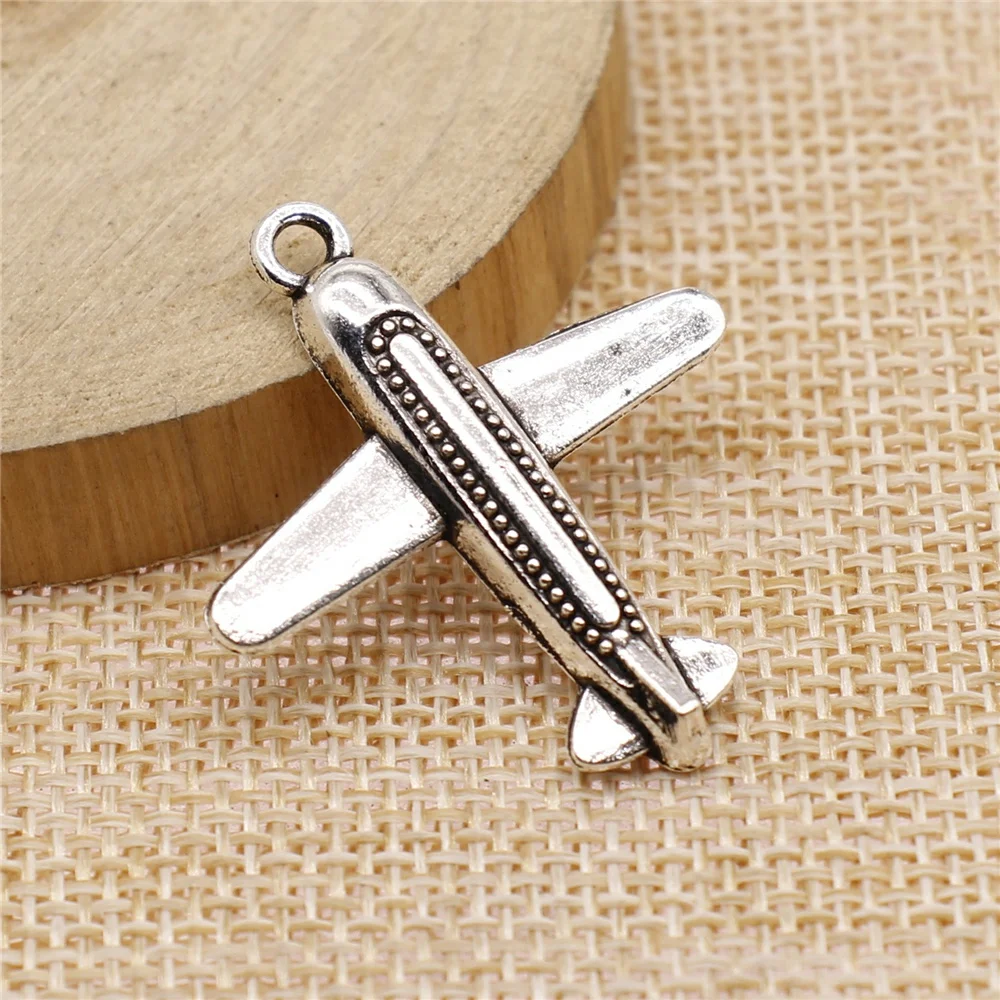 

3Pcs 32x35mm Antique Silver Color Aircraft Charms For DIY Jewelry Making DIY Handmade Jewelry
