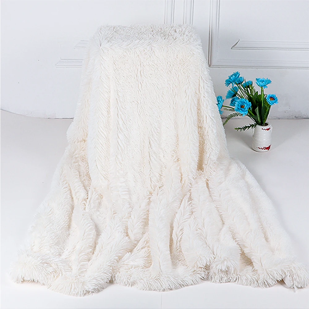 

Winter Warm Bedding Weighted Blanket Super Soft Long Coral Fleece Shaggy Bedspread Bed Cover Throw Blankets For Beds Couch Sofa