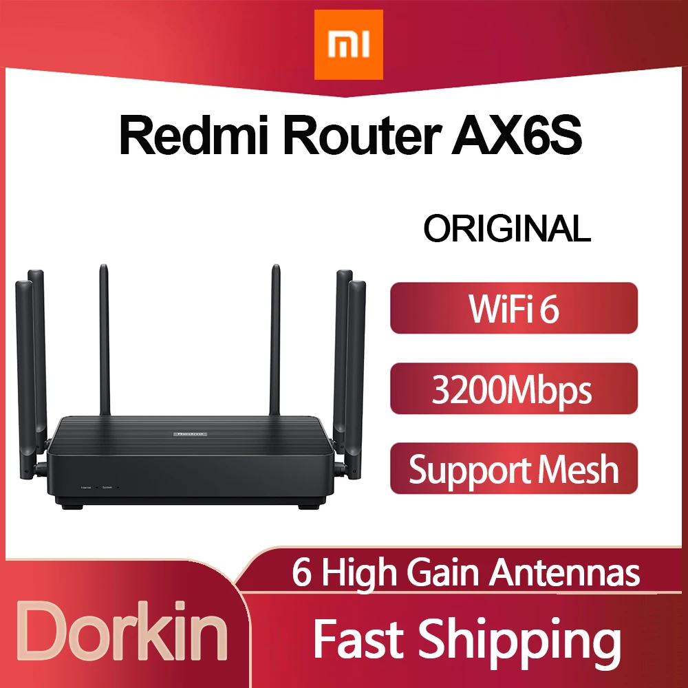 

Original Xiaomi Redmi AX6S WIFI6 Router 3000Mbps Mesh Dual Bands 2.4G&5G 256MB OFDMA Efficient Transmission 6 Signal Amplifier