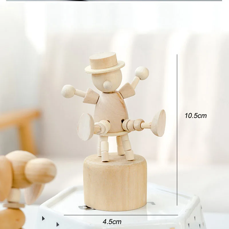 

Nordic Wooden Animal Doll Woodcarving Children's Room Decoration with Movable Table Top Ornament Creative Classic Home Crafts