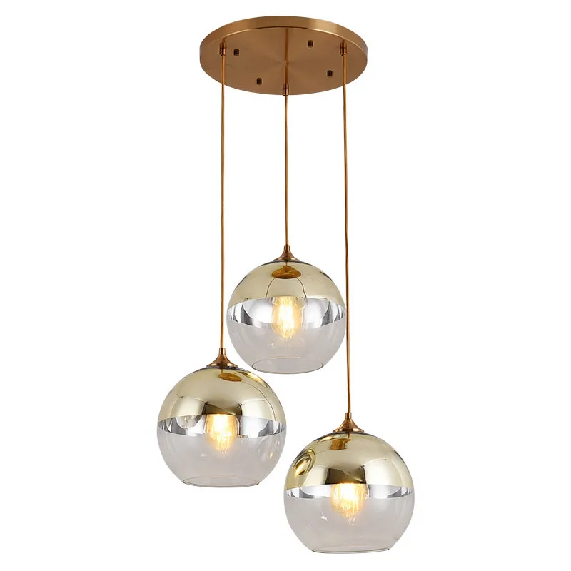 Nordic стеклянные шаровые подвесные светильники Современная Золотая Подвесная