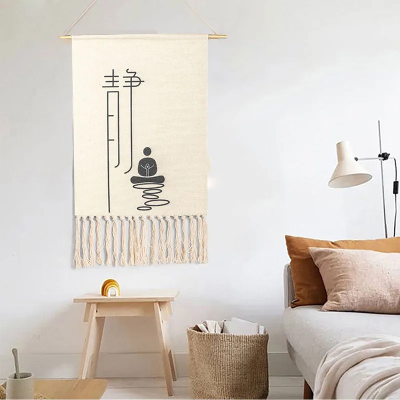 

Nordic Tapestry Decorative Hanging Cloth Tassels Hand-woven Cotton Hanging Paintings Bedroom Living room background Wall Cloth