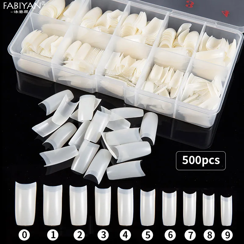 500Pcs with Box 100 шт коробка посылка естественные Советы Половина покрытия леди французские накладные акриловые ногти палец УФ-инструменты натуральный цвет - Цвет: 500Pcs with Box