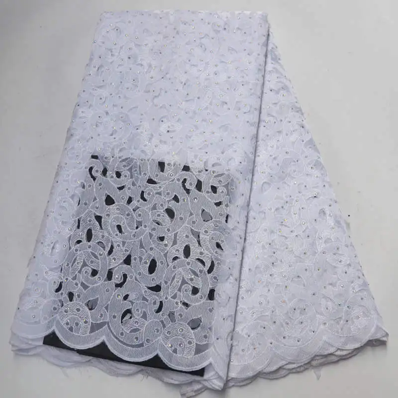 African Wthie Lace Fabric 2019 High Quality Rhinestones Net Tulle Mesh Fabrics Latest Organza ZW011 | Дом и сад