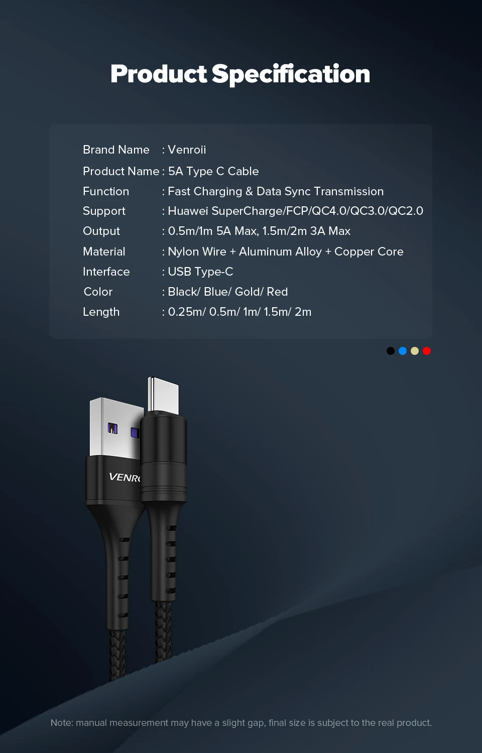 Кабель Venroii usb type C Quick Charge 3,0 4,0 USBC 5A Supercharge type-C для huawei P30 P20 mate 30 20 Pro Honor 10 V20 V10