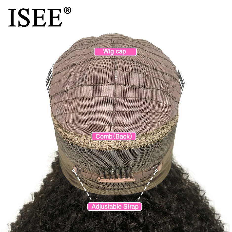 Кудрявые вьющиеся 360 парик 150% плотность ISEE человеческие волосы парики для женщин