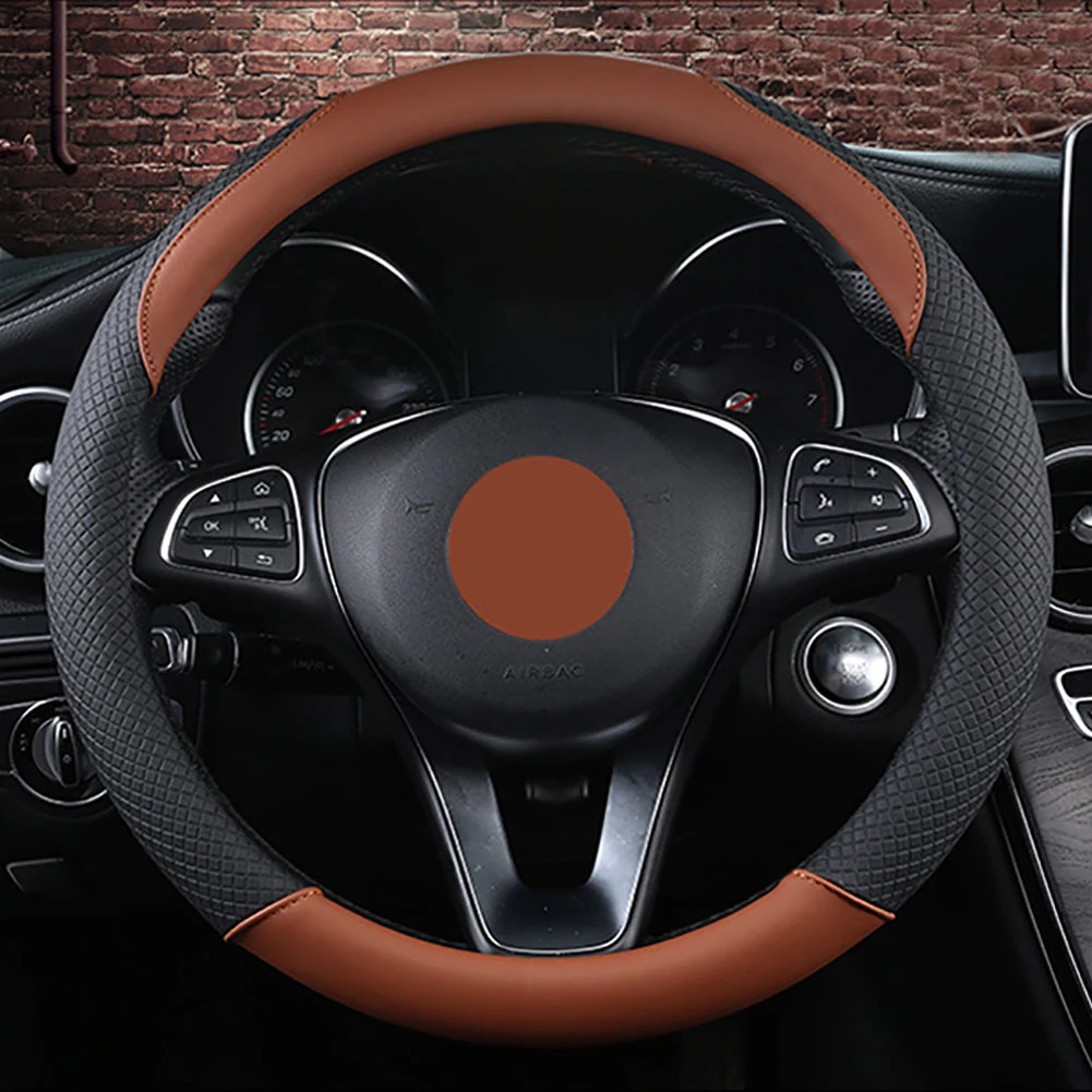 

Stylish 38cm Breathable Faux Leather Car Vehicle Steering Wheel Cover Protector Car Interior Accessories Boutique Wholesale