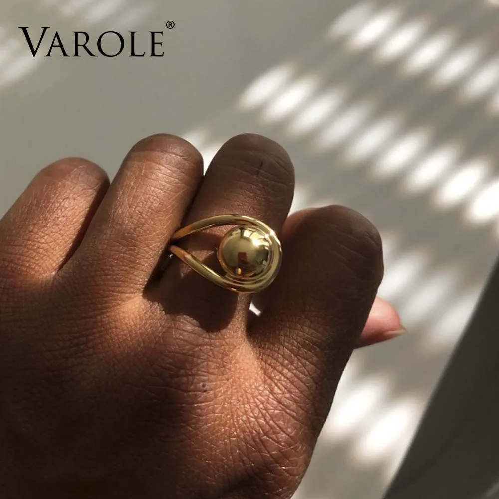 Новое поступление роскошные кольца VAROLE в форме шара для женщин золотистые и