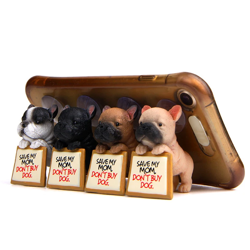 

1PC Resin Bulldog Mobile Phone Support Car Dashboard Decorations Car Accessories Toys Lovely Desktop Phone Holder Animal Gifts