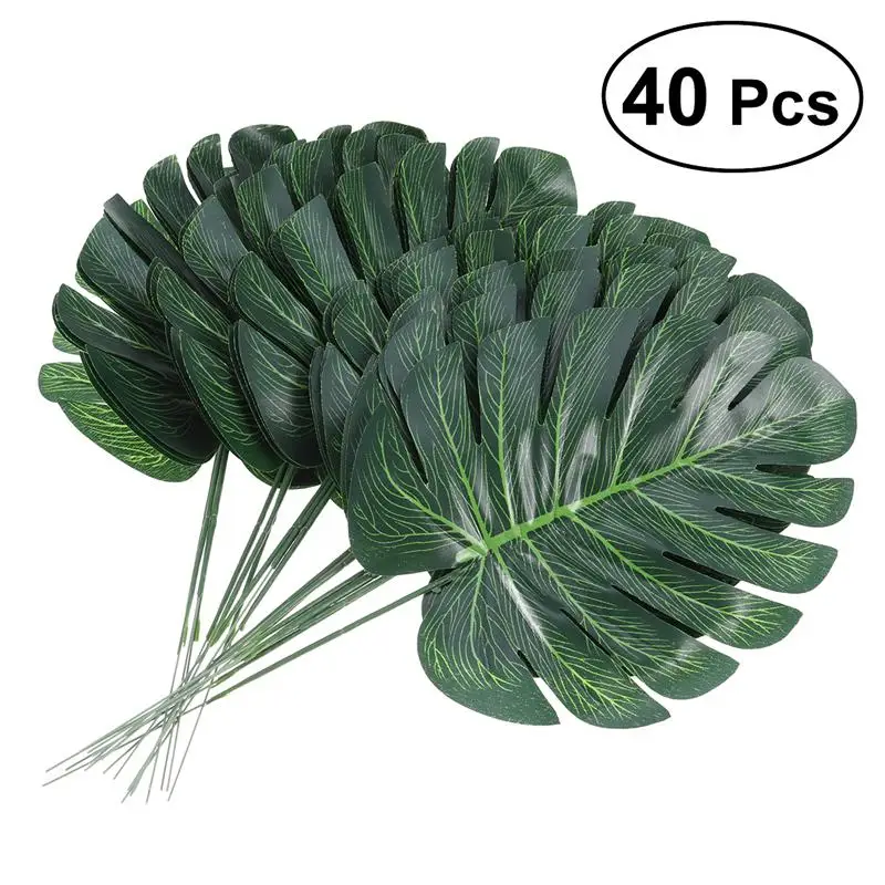 

40 Pcs Plastic Tropical Palm Monstera Artificial Plants Tree Leaves Home Garden Decoration Accessories Photography Decorative