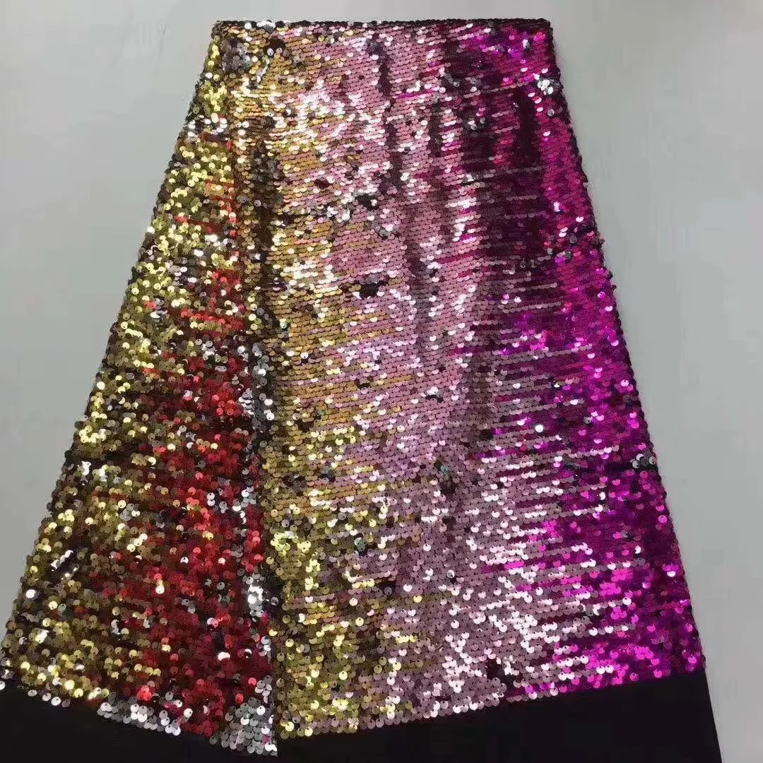 

2021 High Quality Sequence French Nigerian Sequins Net African Tulle Mesh Lace Fabric For Dress 5 Yards/Lot ZL0721