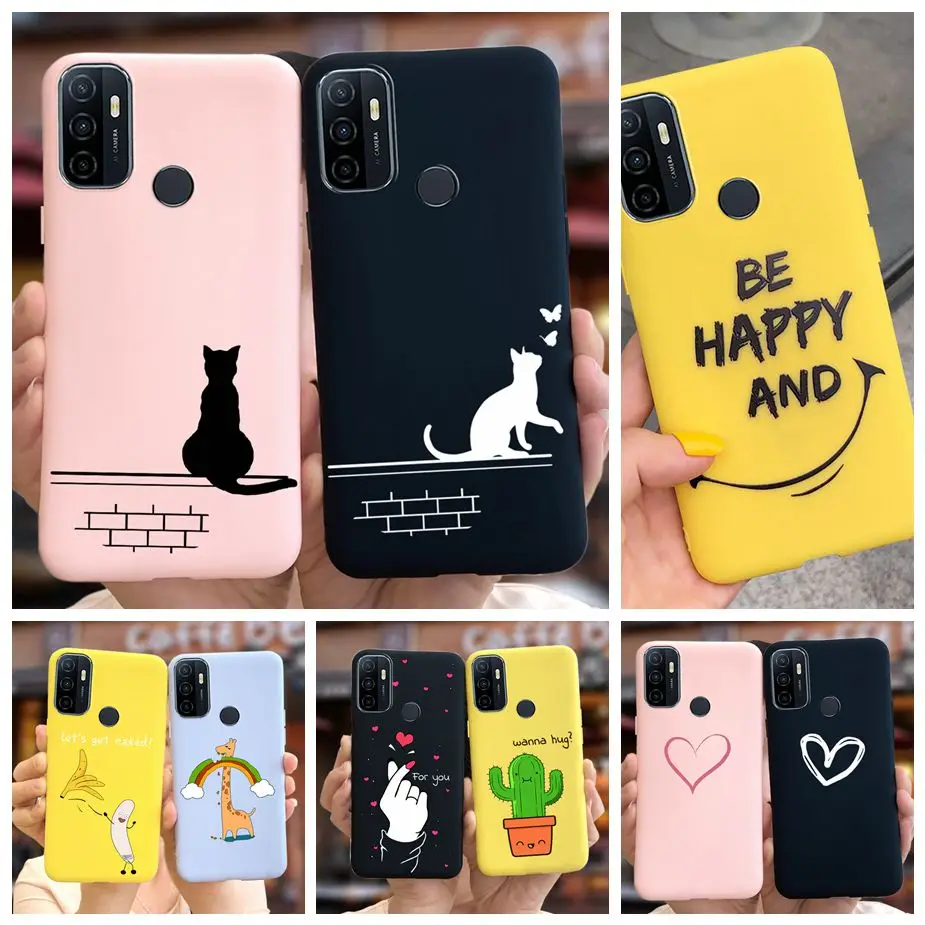 

For Oppo A53 Case CPH2127 CPH2131 Cute Candy Painted Cover Soft Silicone Phone Cases For Oppo A53 A 53 OppoA53 Back Cover Bumper