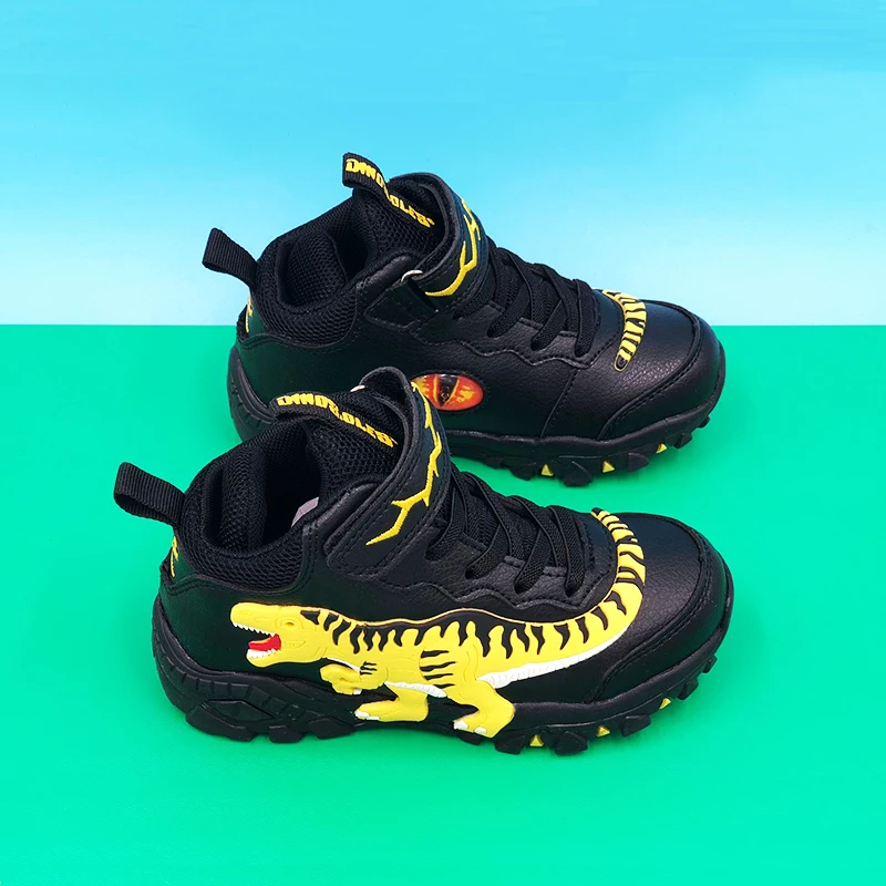 Dinoskulls динозавр Детские светящиеся кроссовки осенние кожаные для мальчиков T rex