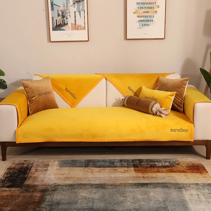 Однотонная одежда голландский бархат для диванов Nordic современный диванную