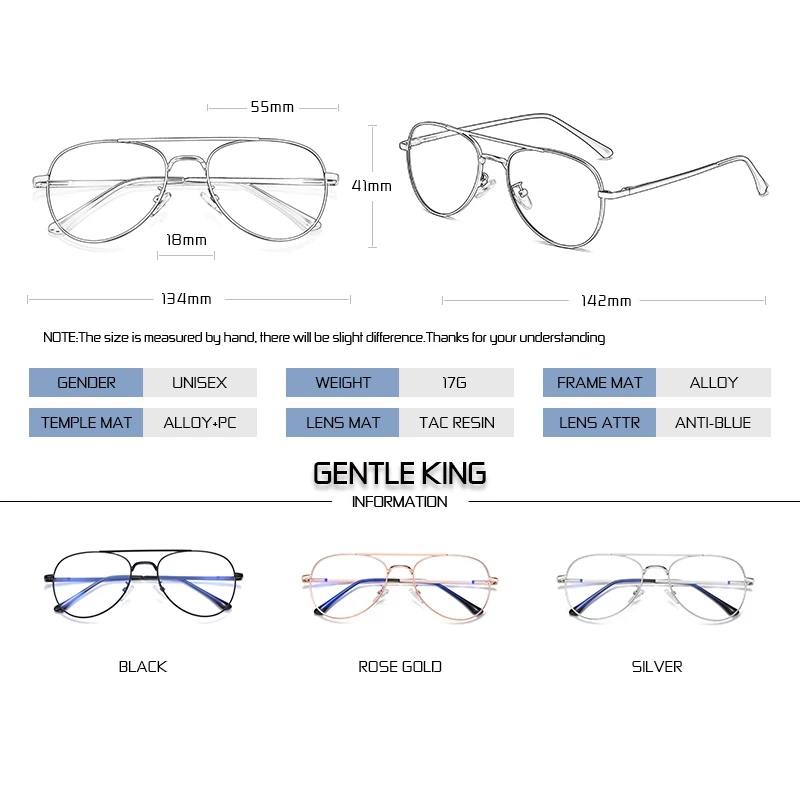 

GENTLE KING Anti Blue Light Glasses Men And Women Eyeglasses Computer Gaming Vintage Gafas lunette Eyewear 2021 With Box