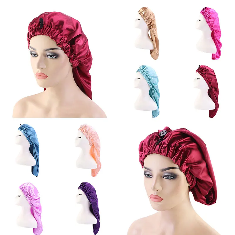 

Muslim Women Night Sleep Cap Long Tail Braid Headscarf Women Elastic Hair Care Night Cap Turban Hat Pirate Cap Head Cover