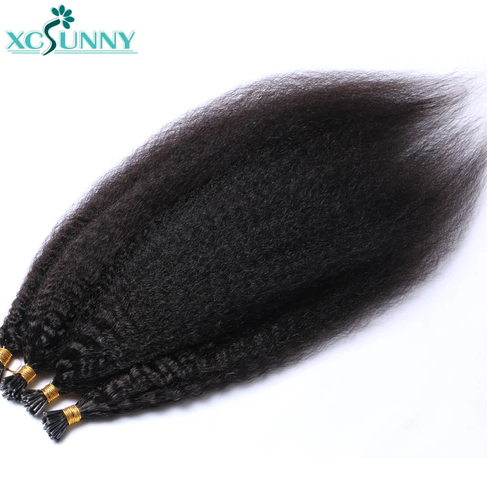 Itip Human Hair Extensions Kinky Straight Remy Brazilian Stick I Tip Hair Extensions For Black Women 0.95g/strand 16-24