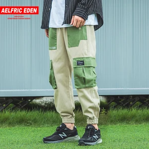 Брюки-карго мужские с множеством карманов, модные штаны в стиле пэчворк, уличная одежда, повседневные тренировочные штаны в стиле хип-хоп, Джоггеры в стиле Харадзюку