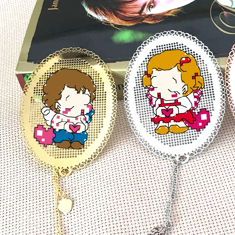 

DIY Craft Stich Cross Stitch Bookmark Metal Silver Golden Needlework Embroidery Crafts Counted Cross-Stitching Kit Gift