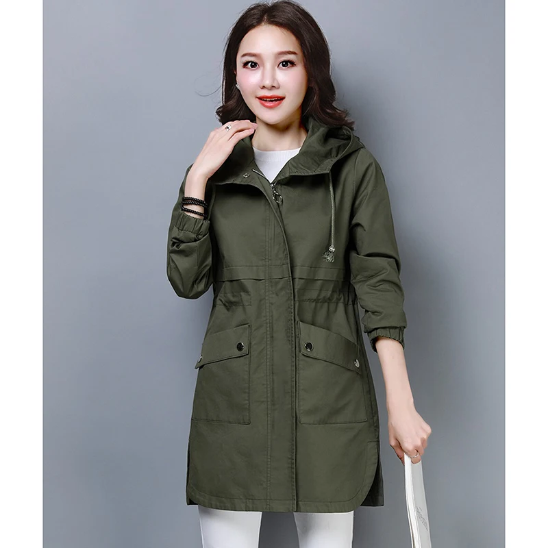 Осенняя Женская ветровка пальто средней длины Корейская новая свободная