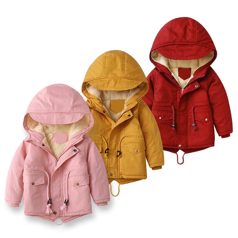 

Winter Fleece Outdoor Jacket Children Jacket Boys Hooded Warm Windbreaker Baby Boy girls Plus Velvet Casual thick Coats Clothing