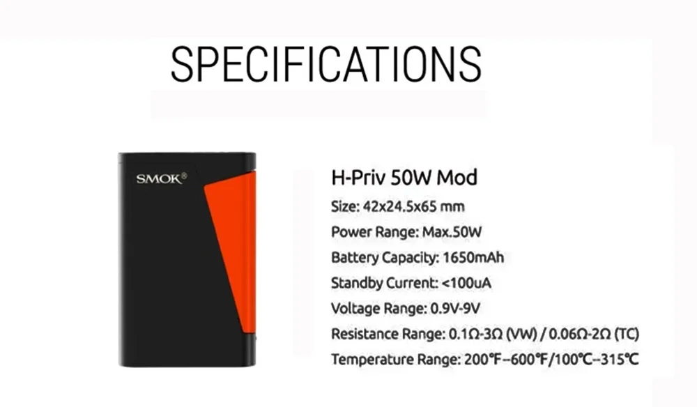 SMOK H-PRIV 50 Вт TC VW Vape мод OLED экран TFV8 детский бак M2 Q2 катушка 510 атомайзер Vape комплект электронная сигарета мод Va
