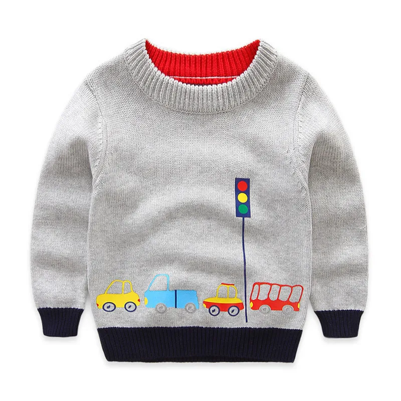 Boys Cotton Sweaters Kids O-Neck Winter Clothes Children Car Printed Casual Outerwear |
