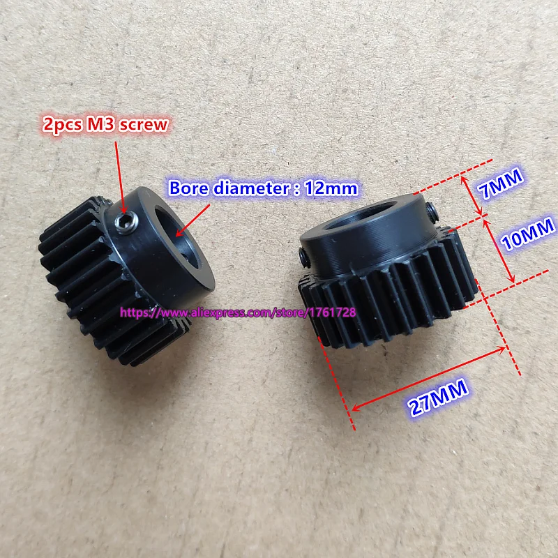 1 Модуль 25 зубов черного цвета из pom пластика цилиндрический редуктор диаметра 27