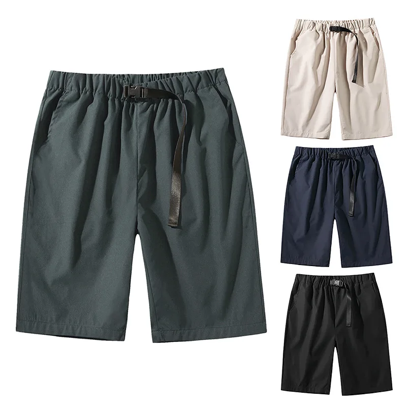 

Men's Shorts Solid Color Middle Waist Knit Short Pants with Drawstring Casual Loose Stretch Jogger Short Trousers