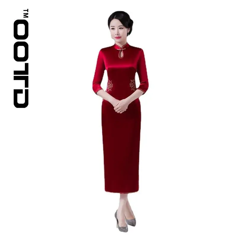 

OOTD Новинка 2021 китайское ветровое восстанавливающее древние способы улучшенное платье Ципао длинное свадебное платье с вышивкой модное пла...