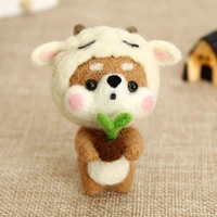 handicraft chinese zodiac cute shiba inu puppy dog non finished diy wool felt creative gift craft toy poked material package set