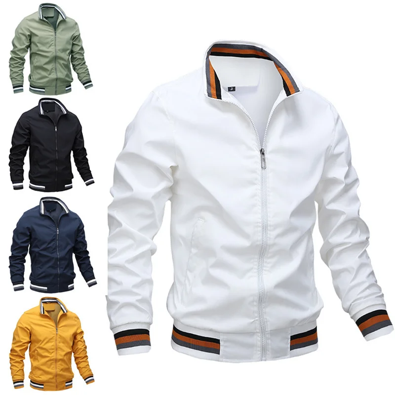 

men's casual jacket cashmere spring and autumn sports solid coat men's wear