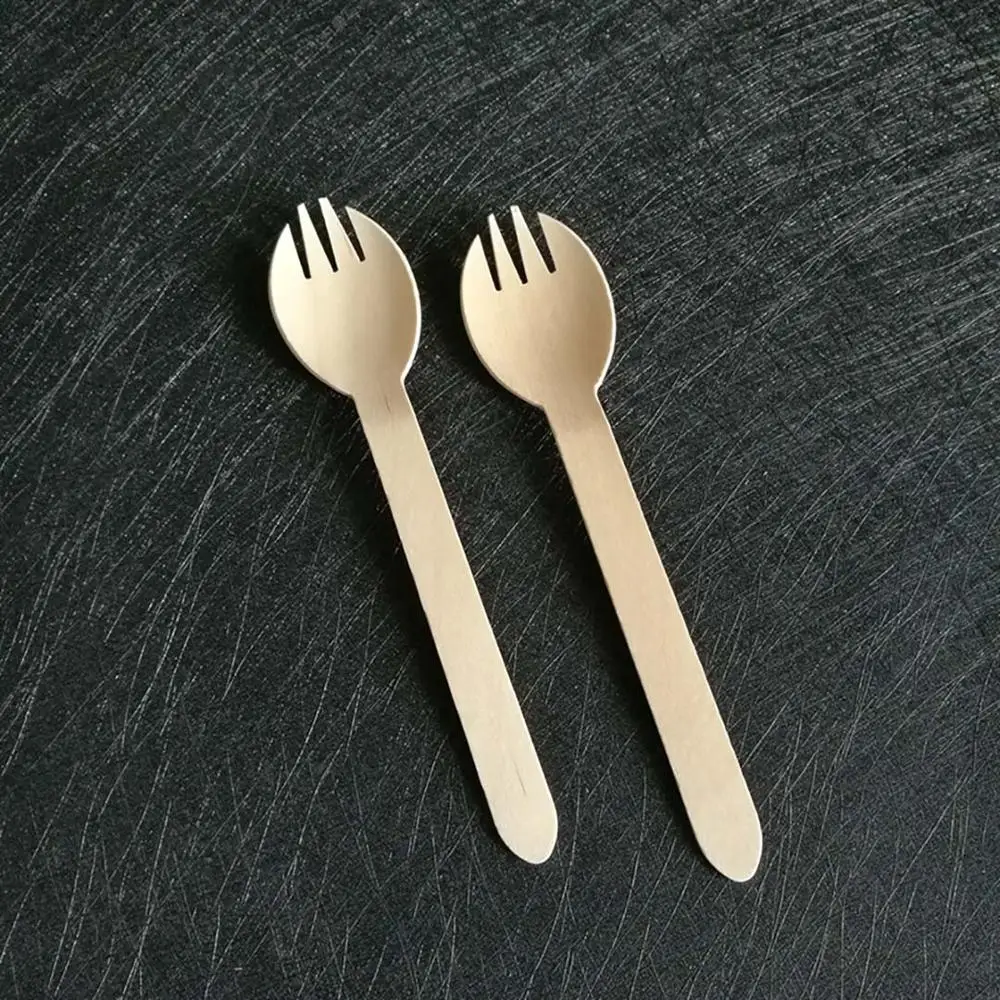 6 дюймов 16 см SPORK одноразовые деревянные эко-Пикник экологически чистые салаты