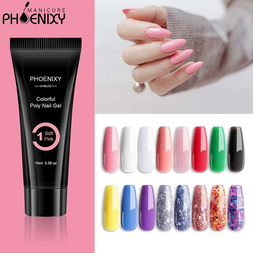 

Полигель PHOENIXY 15 мл для быстрого наращивания ногтей, акриловый цветной Желейный гель для наращивания ногтей, камуфляжный УФ-лак для быстрого...